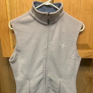 Reebok women’s light gray full zip fleece vest / size M